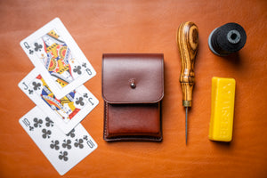 Wet moulded leather playing cards box