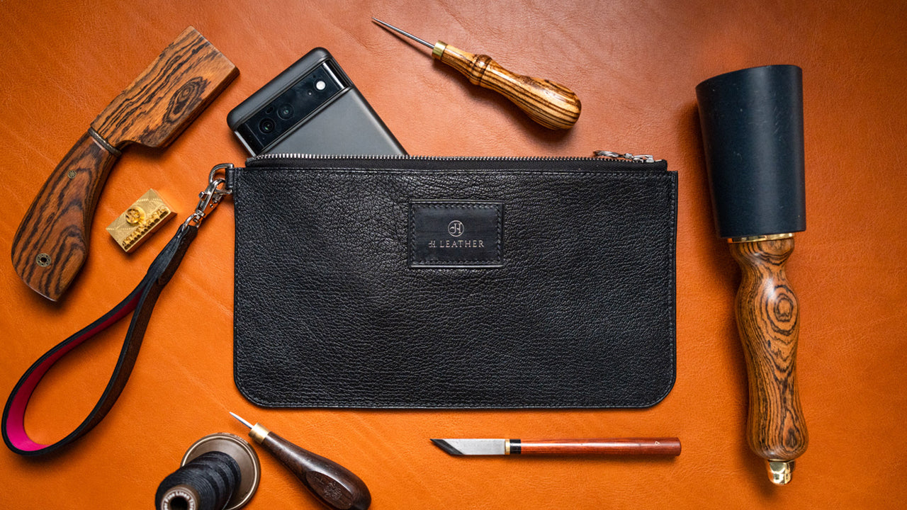 Simple Leather Clutch Bag // Be The Maker // PDF and Acrylic Pattern Make Along