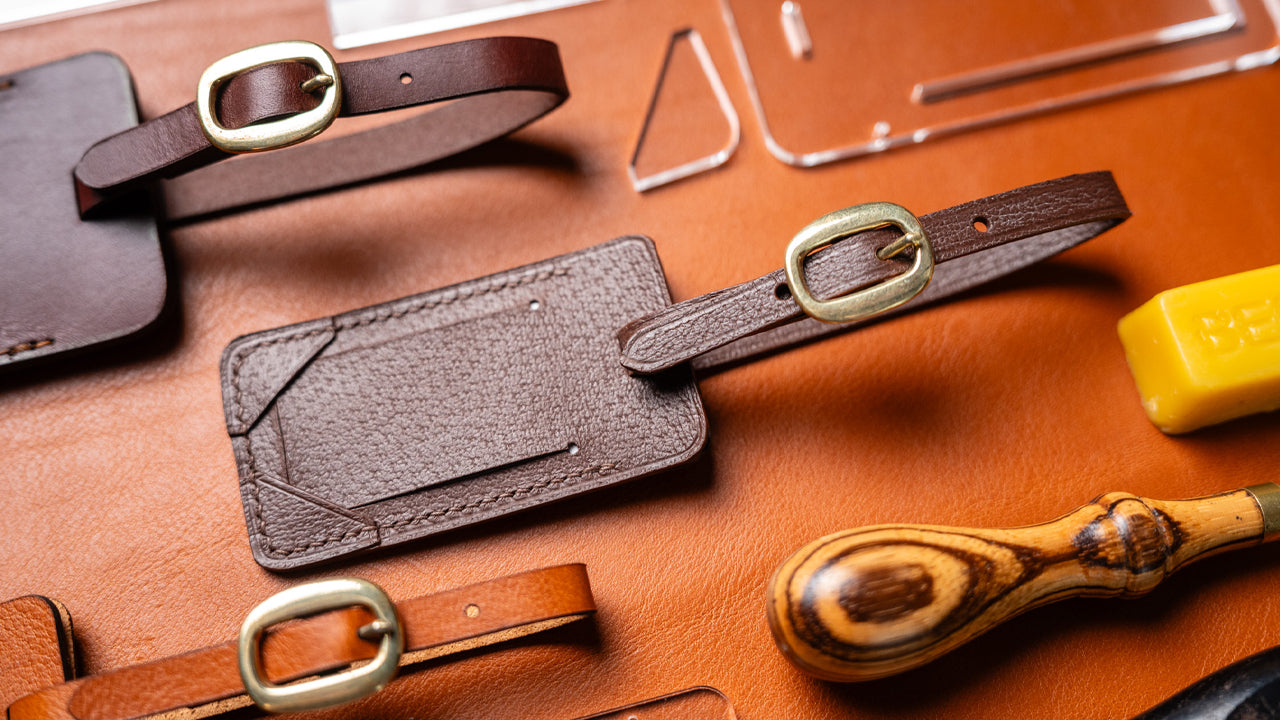 Leather Luggage Tag PDF and Acrylic Packs J.H. Leather