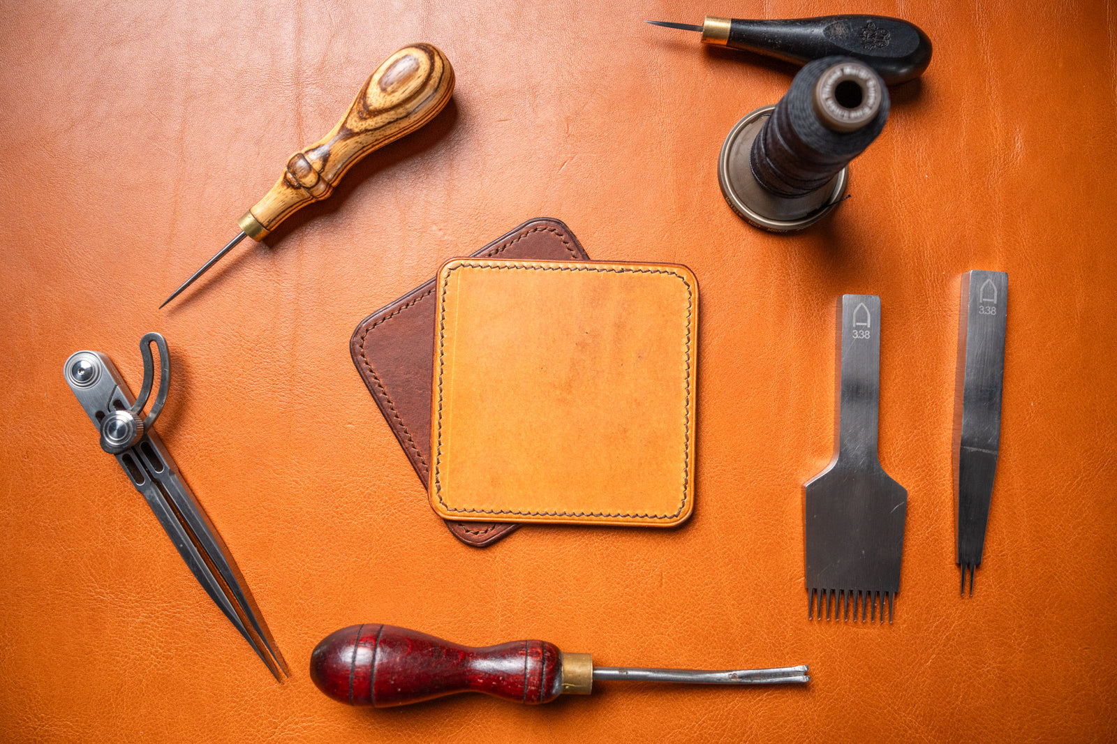 2 Pack Leather Coasters