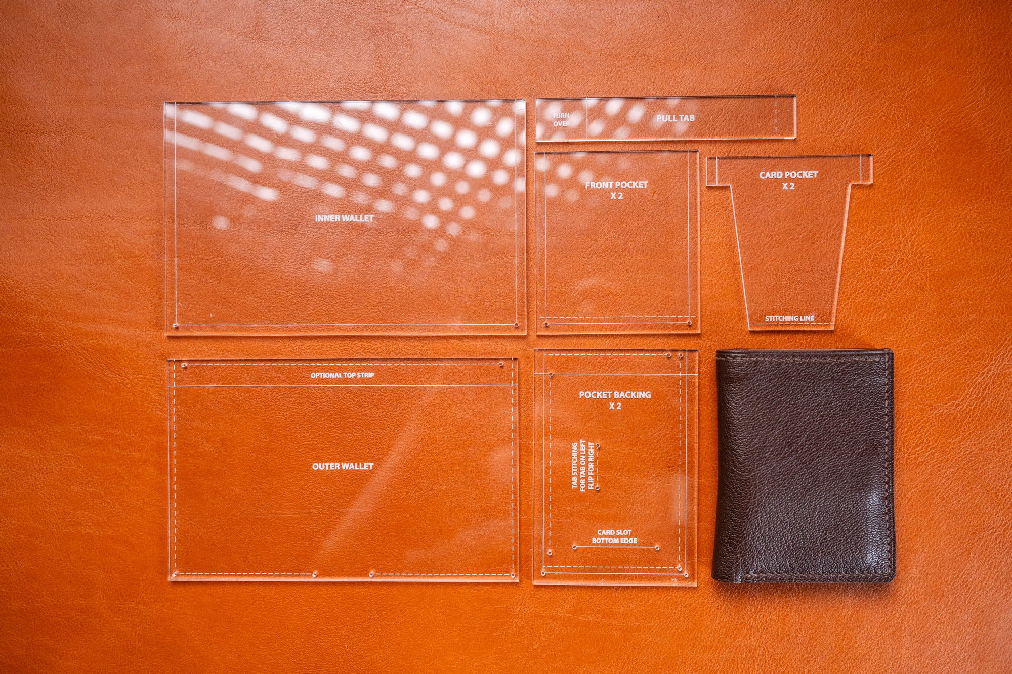 Vertical Bifold Wallet - Acrylic Template - J.H. Leather