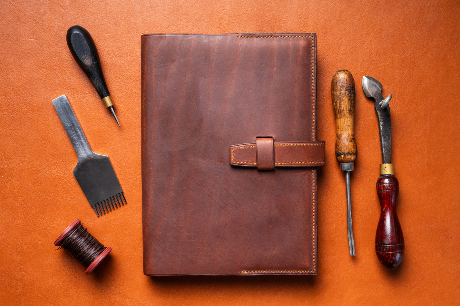 brown A5 leather notebook cover