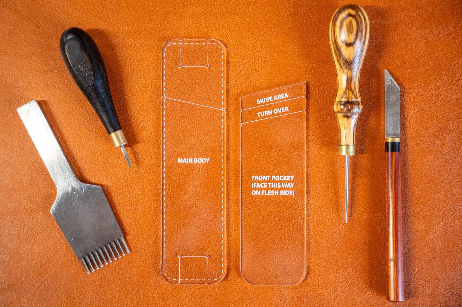 Leather removeable pen holder acrylic template from j.h.leather