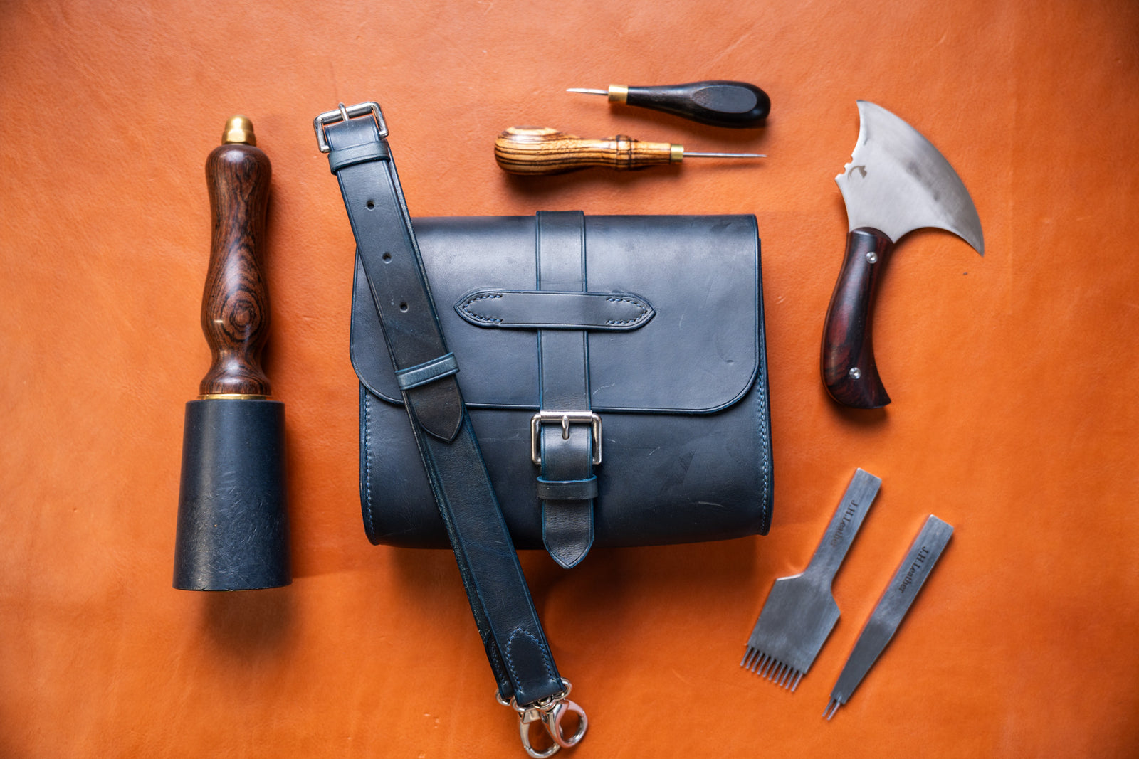 Distressed Navy Shoulder Bag