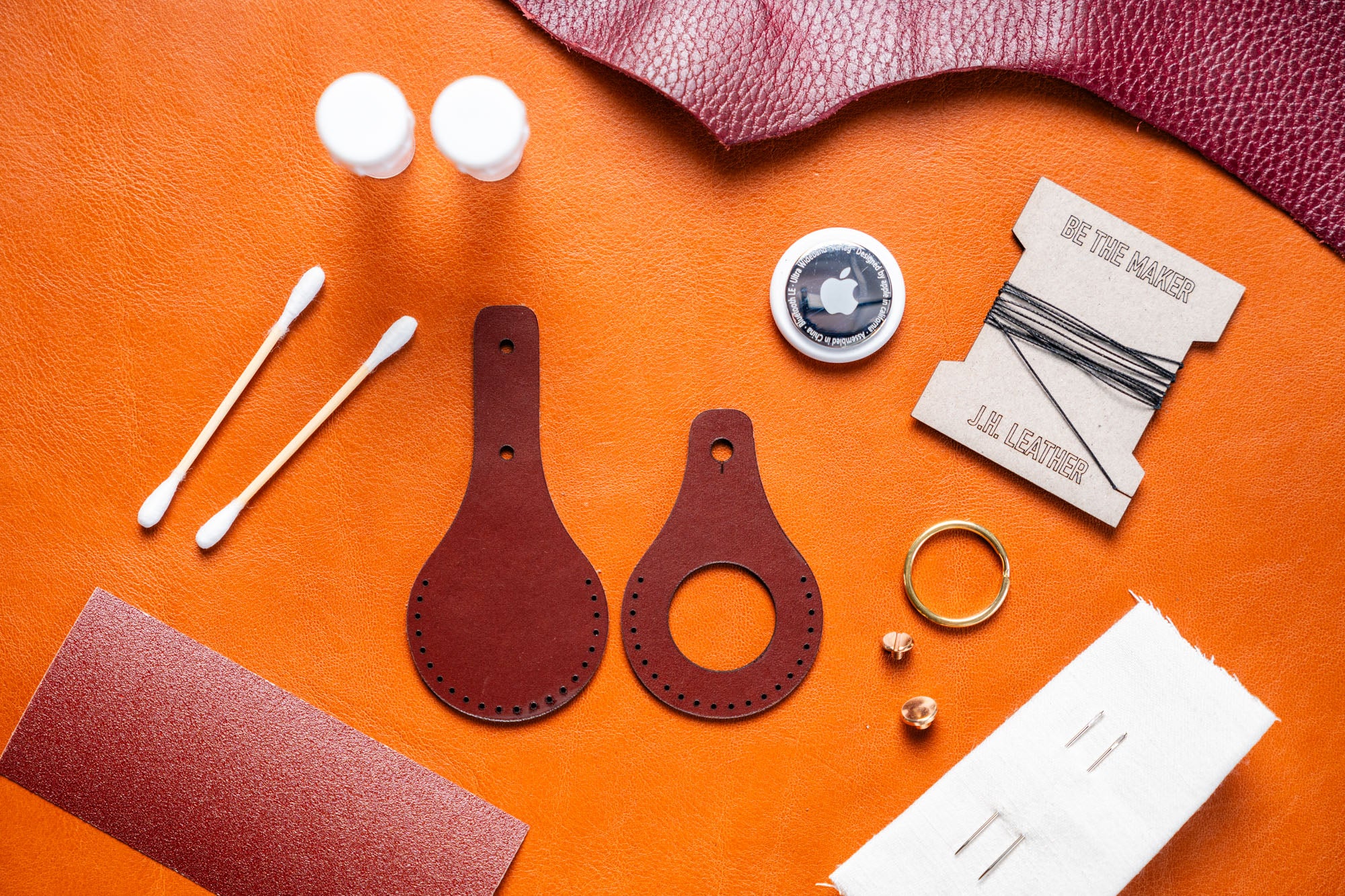 DIY Leather Apple AirTag Key Chain Kit Fom J.H.leather