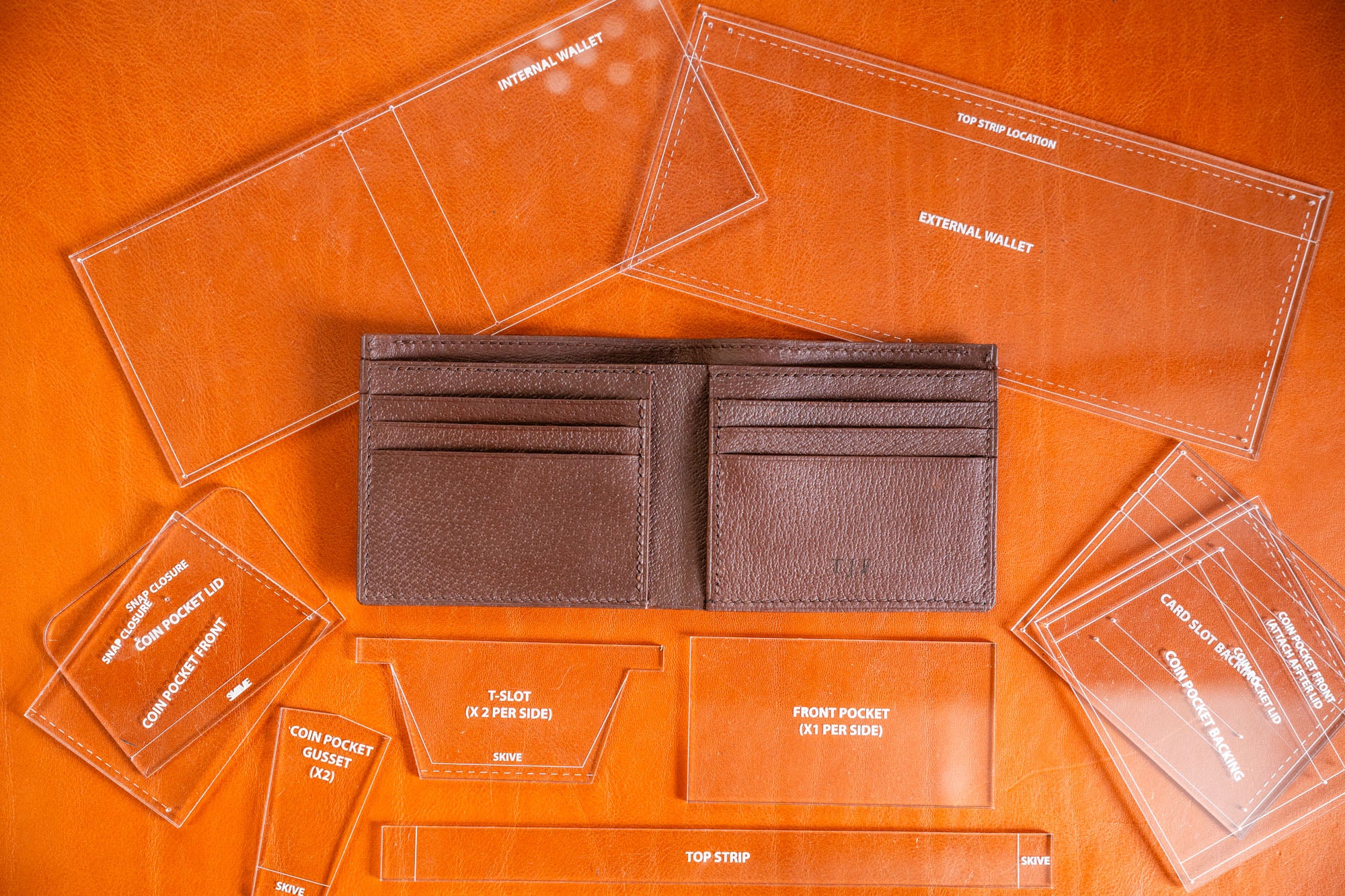 Bifold Wallet with Coin Pocket - Acrylic Template - J.H. Leather