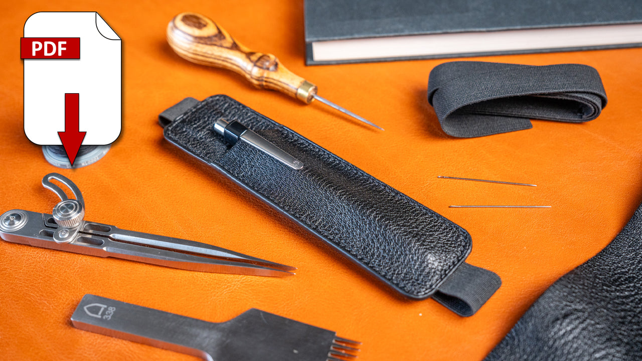 Leather removeable pen holder pdf pattern pack from j.h.leather