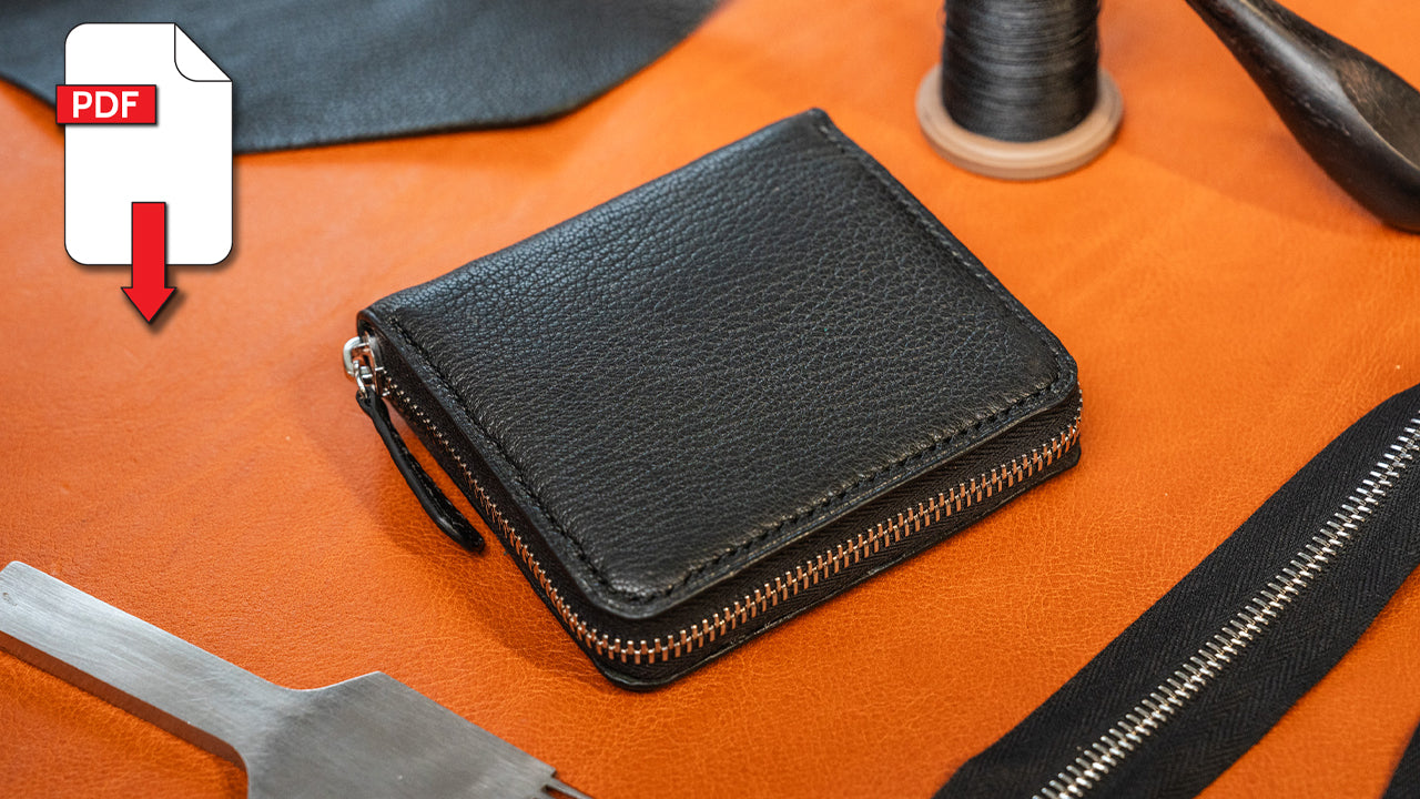 Zipped leather wallet PDF pattern pack from J.H.Leather