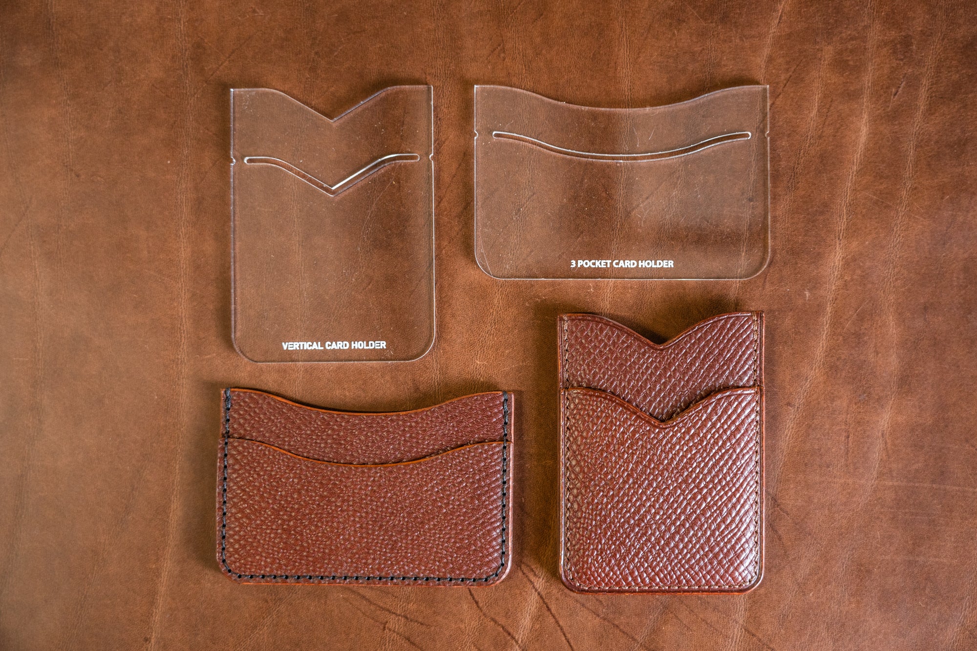 3 Pocket Card Holder - 2 Pack Acrylic Template - J.H. Leather 3 Pocket Card Holder - 2 Pack Acrylic Template - J.H. Leather