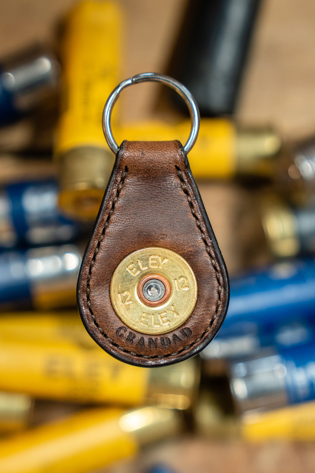 engraved shotgun keyring j.h.leather