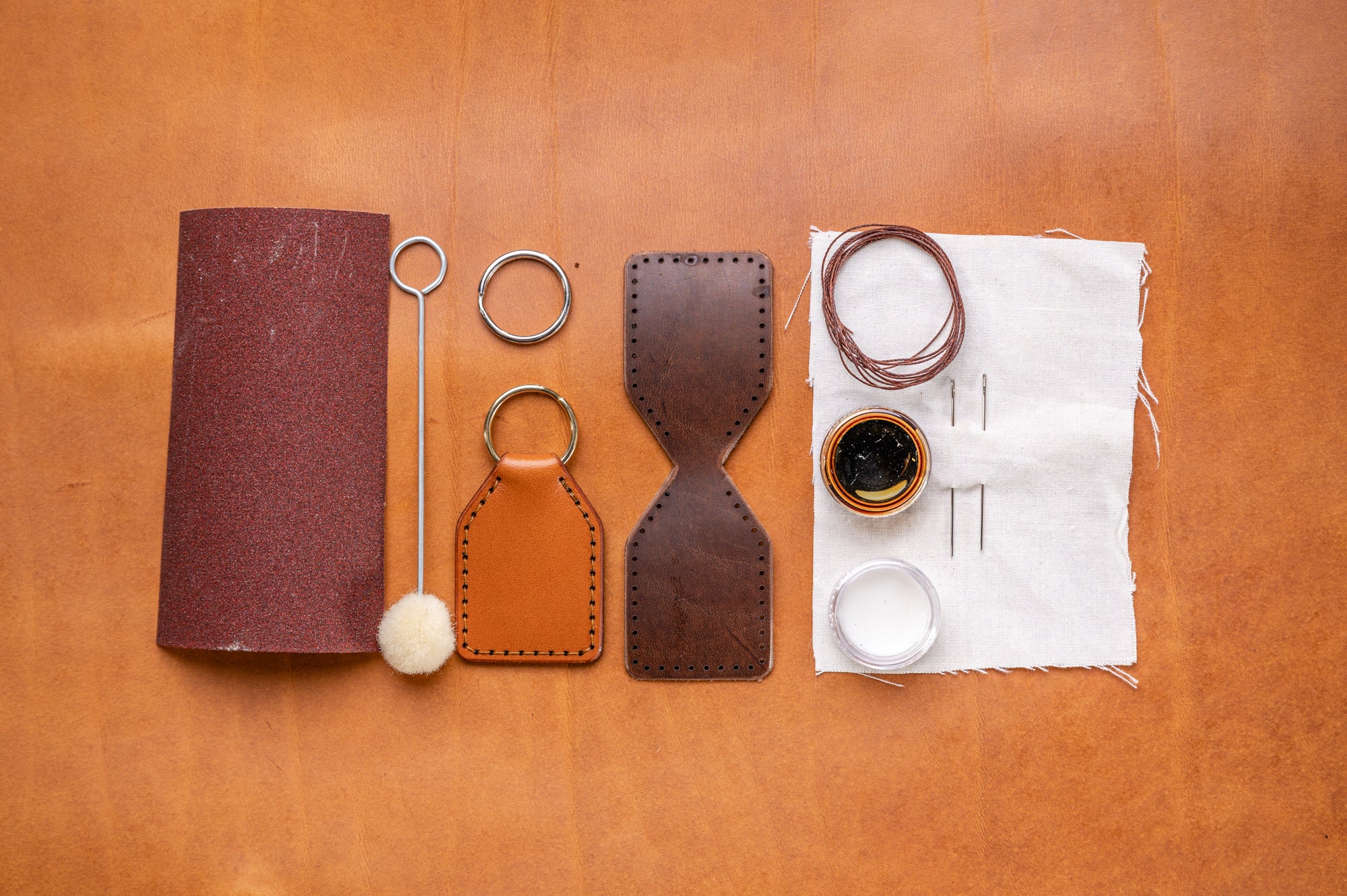 Premium leathercraft diy Kit- Key ring D4