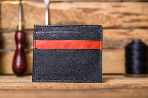 6 slot lined card wallet, handmade leather.