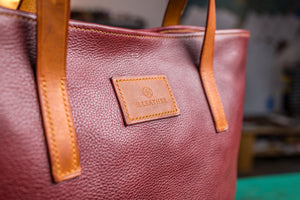 handmade leather tote bag