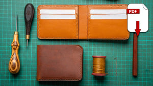 Beginner bifold wallet, leathercraft pattern pack, PDF download